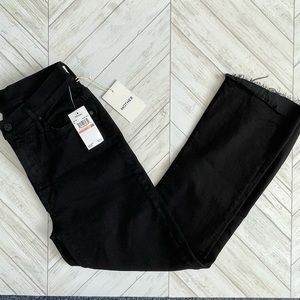 NWT! MOTHER Denim The Insider Crop Step Fray Black Jeans Size 28